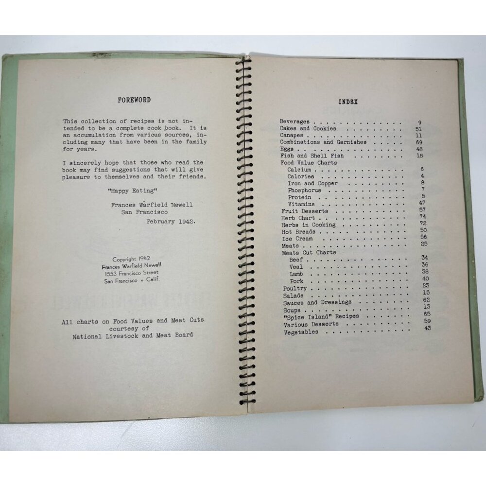 Vintage Recipe Book San Francisco Frances Warfield Newell 1942 Stained - Picture 4 of 7